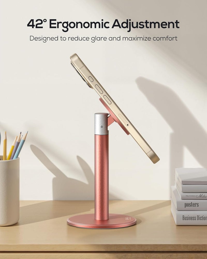 nulaxy Magnetic Full Aluminum Phone Stand, 360 Rotating Cell Phone Stand for Desk with Metal Ring, Adjustable Phone Holder Compatible with Phone 17 16 15 14 Pro Max and MagSafe Case, Pink - Image 4